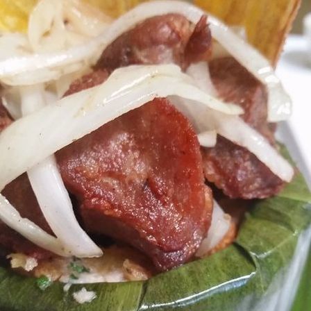Raices Restaurant Mofongo Relleno con Carne Frita y Cebolla